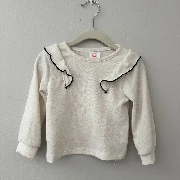 EUC Wonder Nation Cream Ruffle Trim Kids Top - Picture 2 of 4